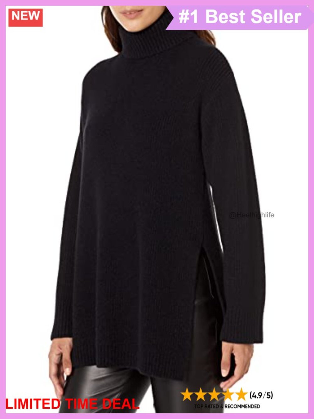 Super Soft Drop Shoulder Turtleneck Pullover Sweater Loose Fit Comfort